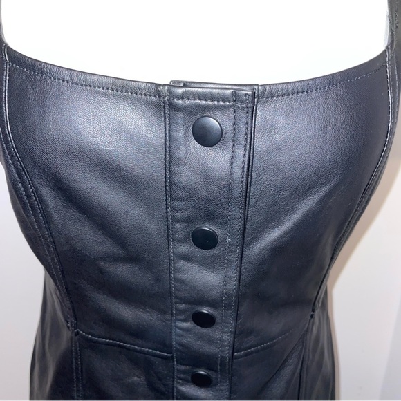 Urban Outfitters dress faux leather snap closure jumper black size 6 - Picture 2 of 7
